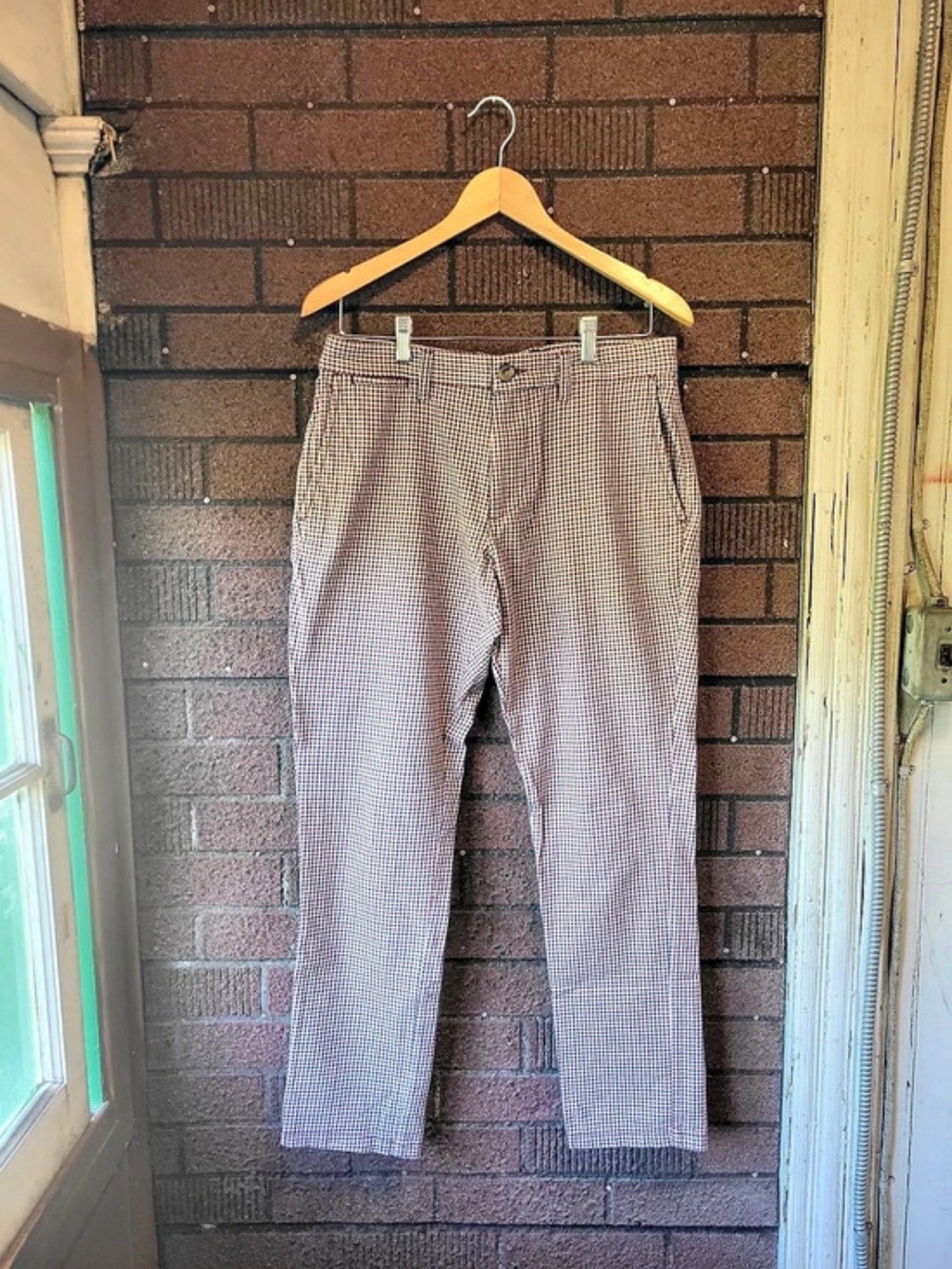 Old Navy Gingham Slim Straight Leg Pants